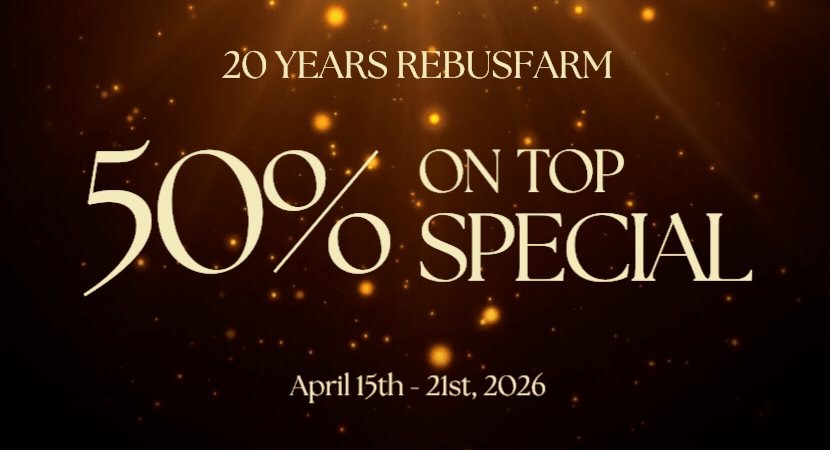 We are celebrating 20 Years RebusFarm - Get A 50% Bonus