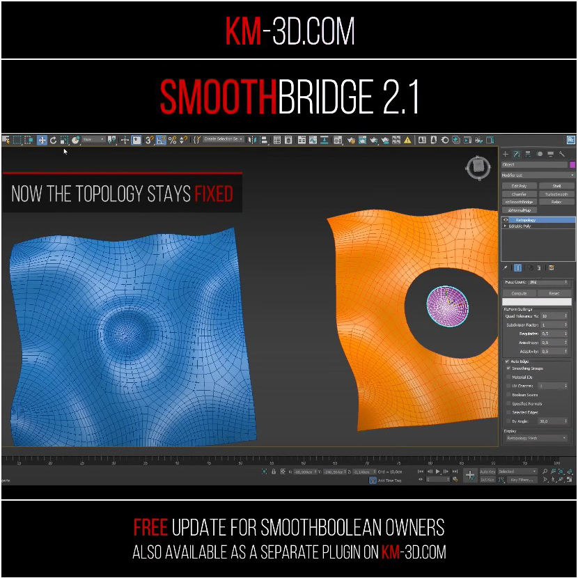 3DS Max – Smooth Bridge modifier update 2.1