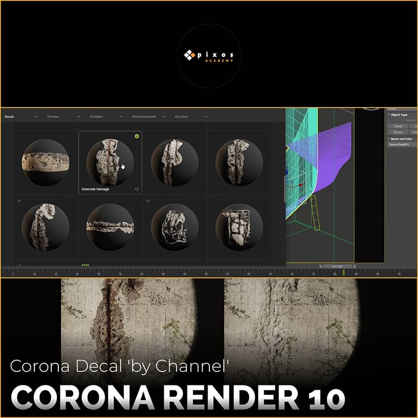 4pixos Academy - Corona Renderer 10 Update - Corona Decal By Channel