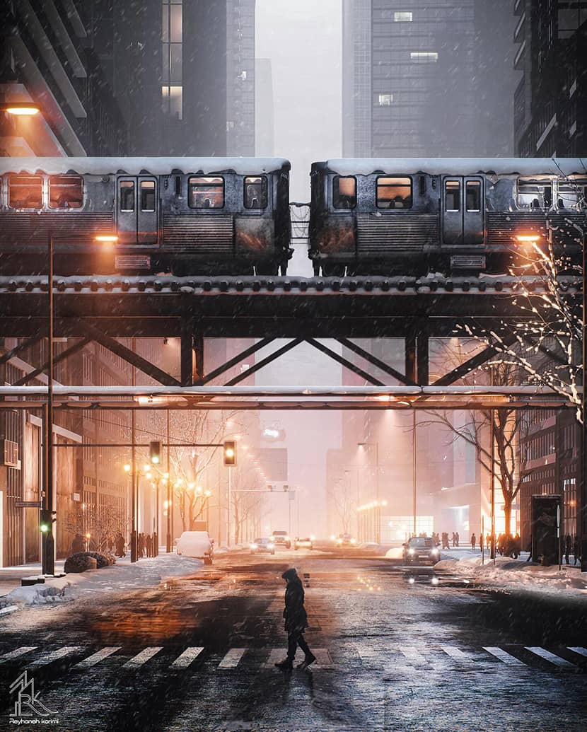 Reyhaneh Karimi, 'Snow Street' architectural visualization